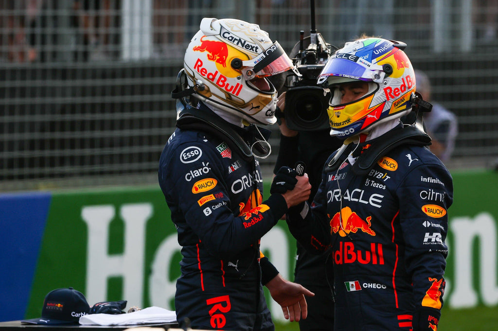 Red Bull Racing F1 Drivers Max Verstappen and Sergio Perez