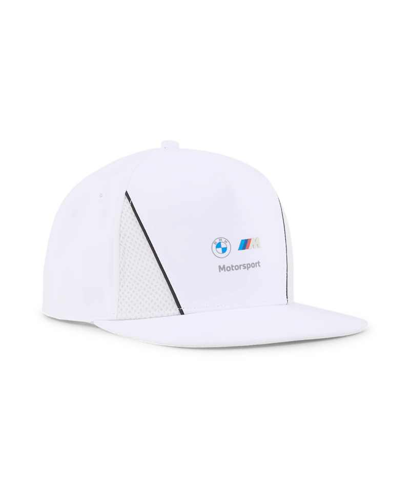 BMW "M" Motorsports Puma Flat Brim Hat - Black/White Hats BMW Motorsports White 