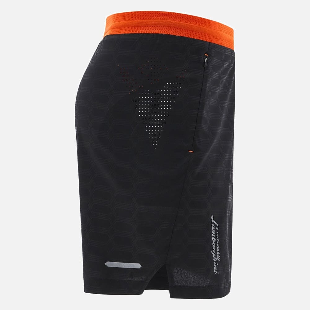 Automobili Lamborghini Men's Activewear Shorts - Black/Orange Shorts Automobili Lamborghini 