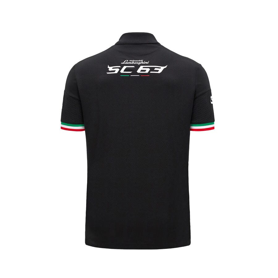 Automobili Lamborghini SC63 Hypercar Men's Team Polo Shirt - Black/White Polos Automobili Lamborghini 