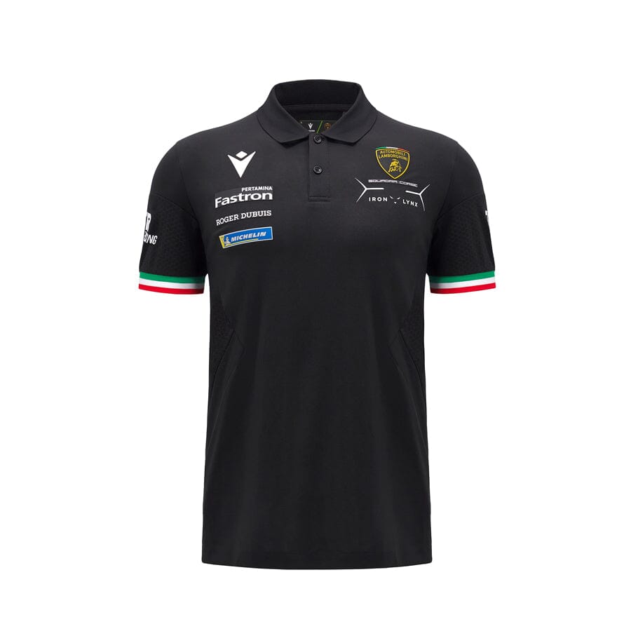 Automobili Lamborghini SC63 Hypercar Men's Team Polo Shirt - Black/White Polos Automobili Lamborghini S Black 