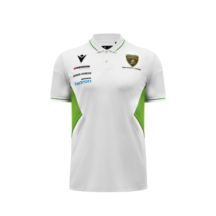 Automobili Lamborghini Squadra Corse Men's Team Polo Shirt - White Polos Automobili Lamborghini 