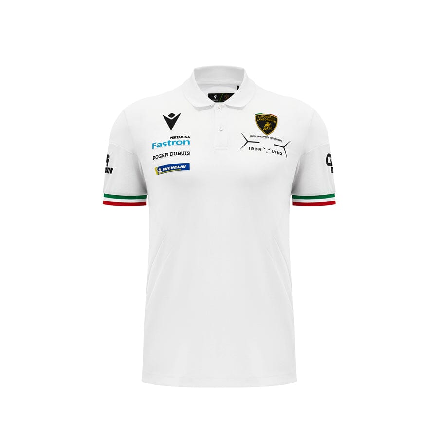 Automobili Lamborghini SC63 Hypercar Men's Team Polo Shirt - Black/White Polos Automobili Lamborghini S White 