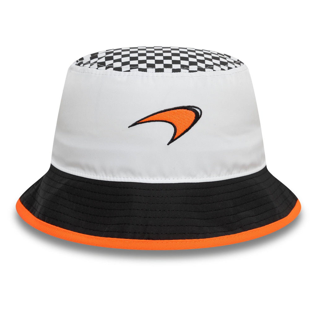 McLaren Racing F1 New Era Checkered Tapered Bucket Hat - White Hats McLaren-Castore 