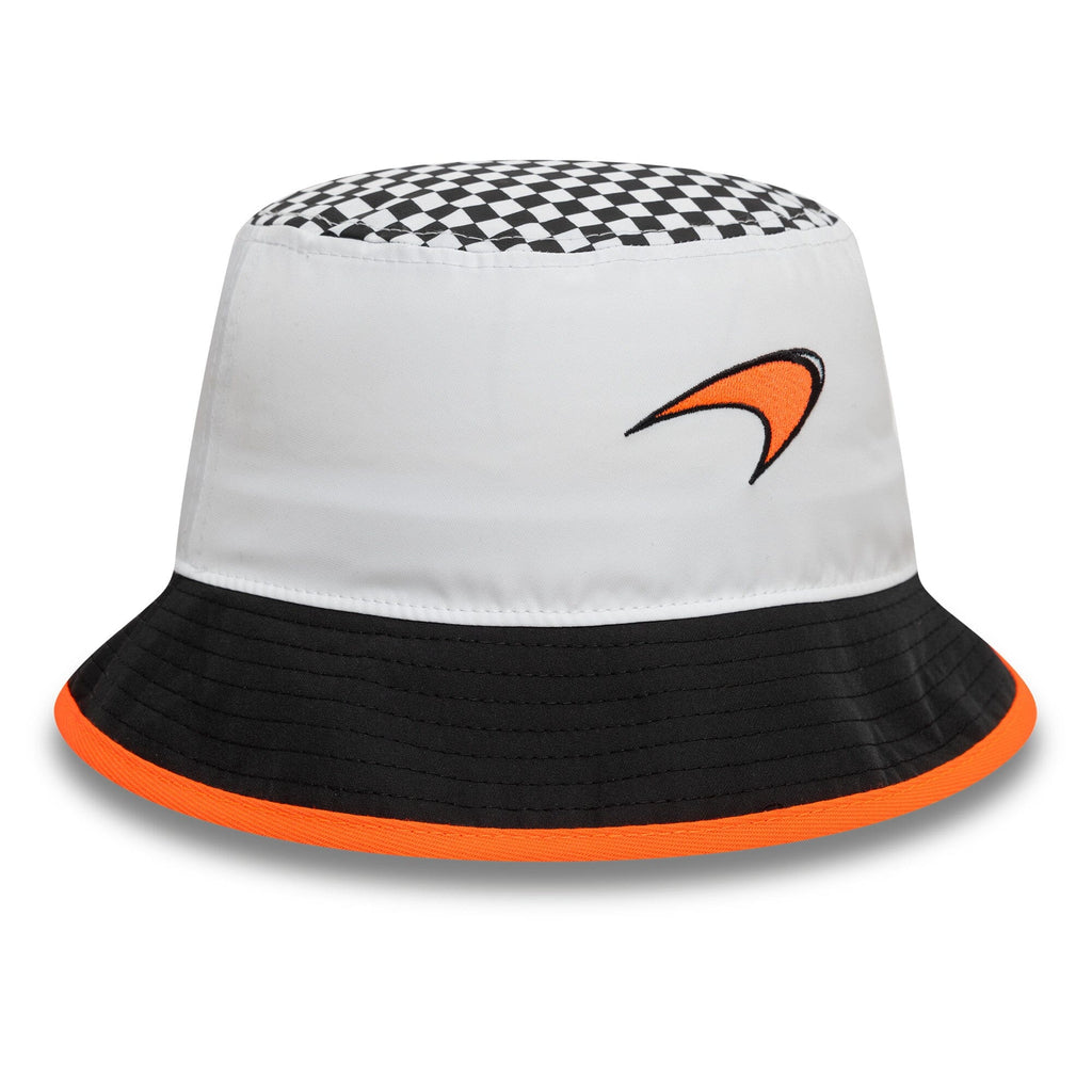 McLaren Racing F1 New Era Checkered Tapered Bucket Hat - White Hats McLaren-Castore 