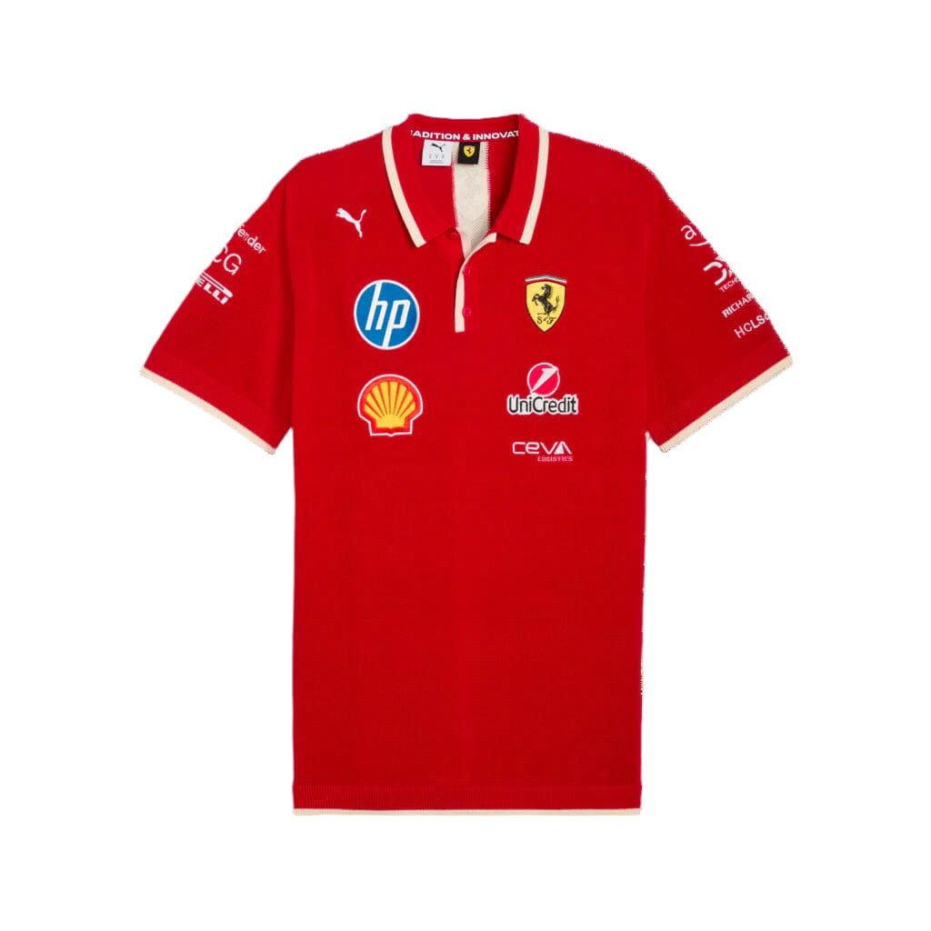 Scuderia Ferrari F1 2025 Special Edition China GP Team Knit Polo Shirt - Dark Cherry Polos Scuderia Ferrari 