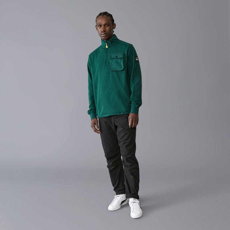 Aston Martin F1 Lifestyle 1/4 Pocket Logo Sweatshirt - Green Sweaters Aston Martin F1 