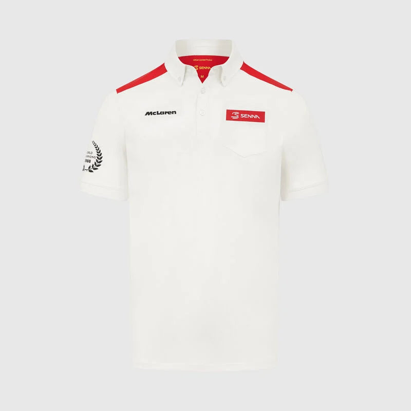 Ayrton Senna X McLaren F1 Men's Polo Shirt - White Polos Ayrton Senna 