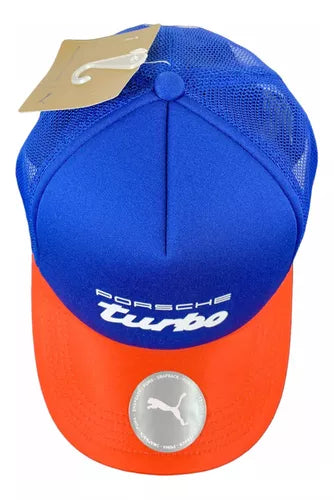 Porsche "Turbo" Puma Trucker Hat - Blue Hats Porsche 