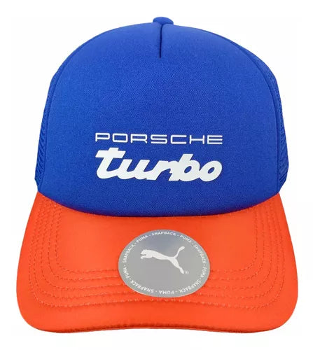 Porsche "Turbo" Puma Trucker Hat - Blue Hats Porsche 