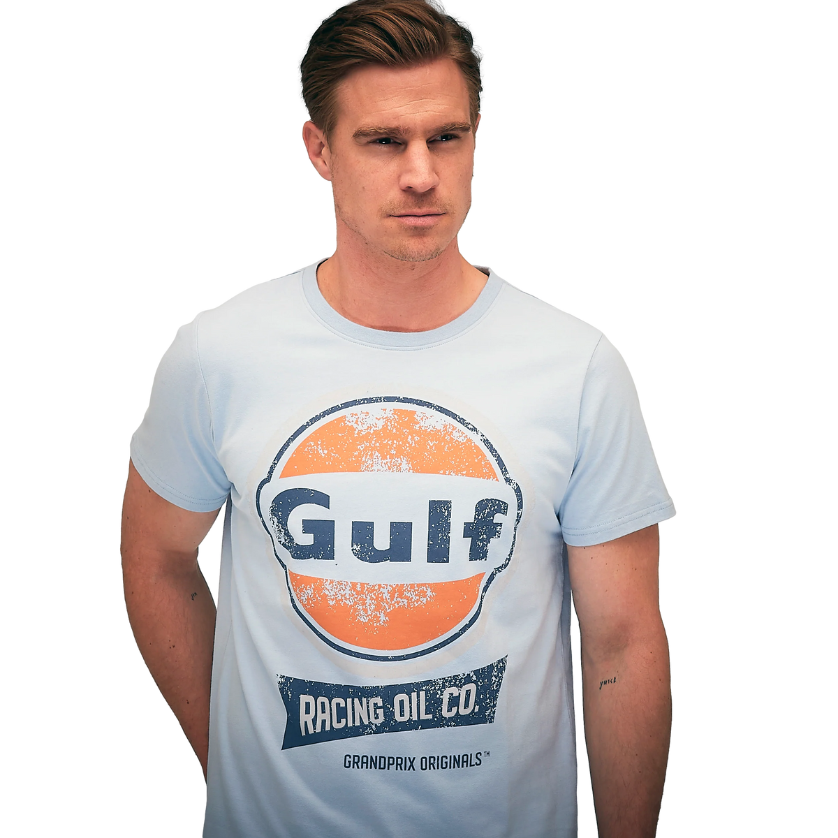 GrandPrix Originals Men's Gulf Vintage Racing Oil T-Shirt - Gulf Blue ...