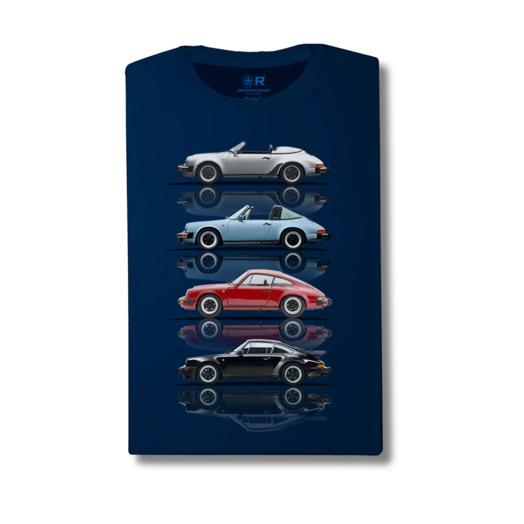 GrandPrix Originals USA Porsche Air Cooled Street Cars Slim Cut T-Shirt - Dark Navy/Gray T-shirts Porsche S Navy 