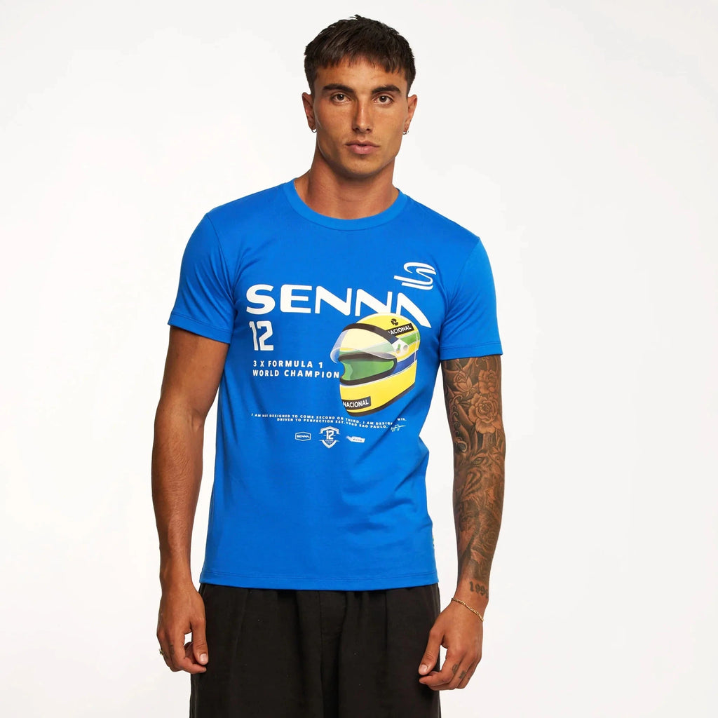 Ayrton Senna F1 Graphic #12 T-Shirt - Navy/Blue Vest Ayrton Senna 