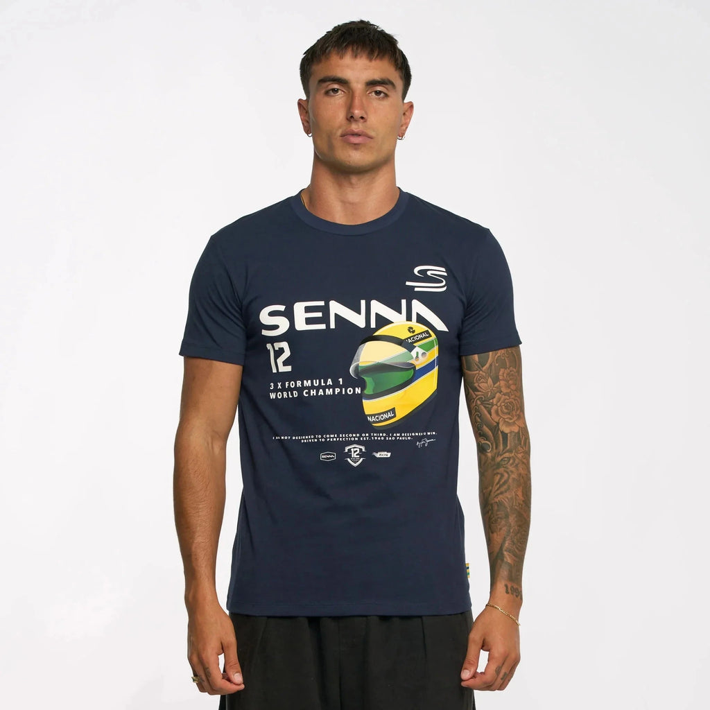 Ayrton Senna F1 Graphic #12 T-Shirt - Navy/Blue Vest Ayrton Senna 