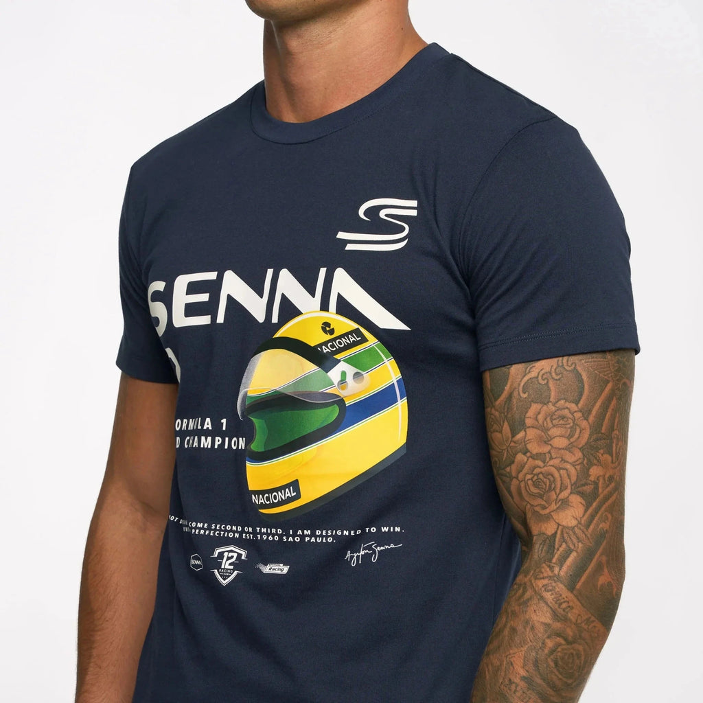 Ayrton Senna F1 Graphic #12 T-Shirt - Navy/Blue Vest Ayrton Senna 