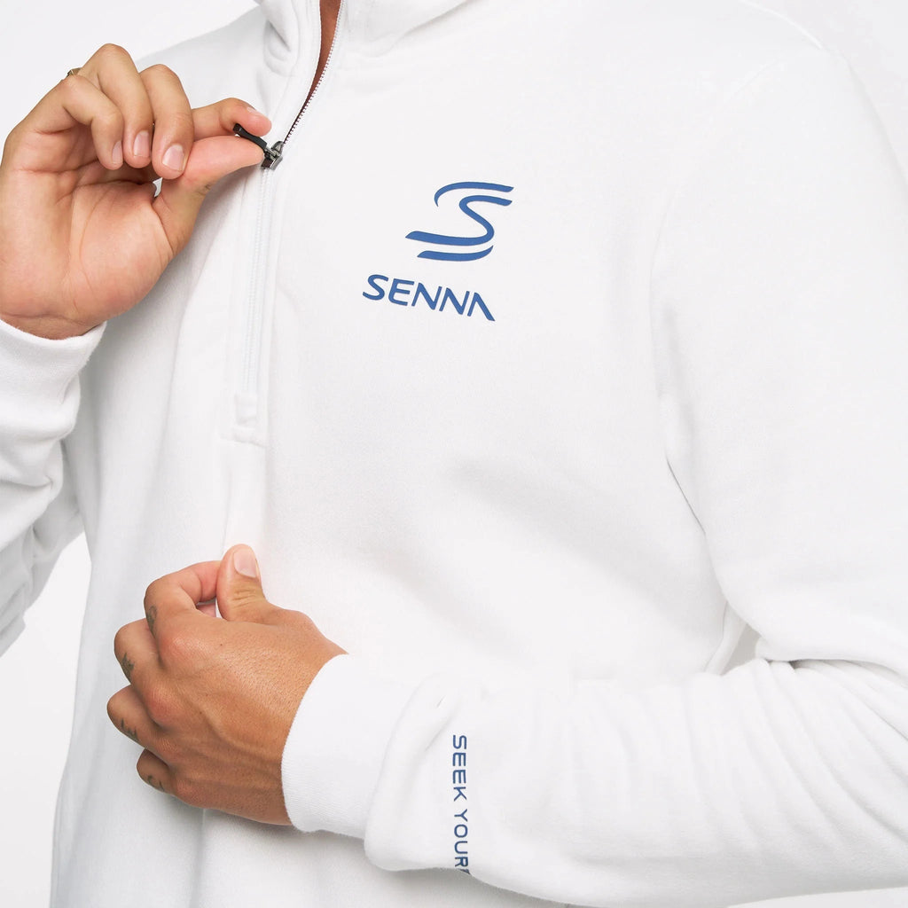 Ayrton Senna F1 Legacy 1/4 Zip Fleece - Navy/White Sweaters Ayrton Senna 