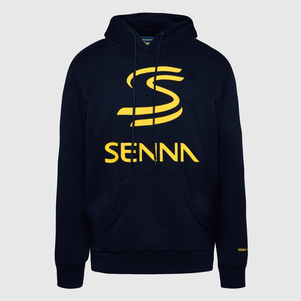 Ayrton Senna F1 Men's Legacy Pullover Hoodie - Navy/Gray Marble Hoodies Ayrton Senna XS Navy 