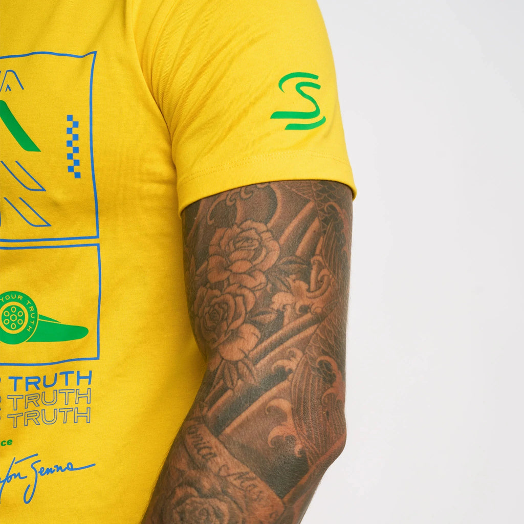 Ayrton Senna F1 Race T-Shirt - White/Yellow T-shirts Ayrton Senna 