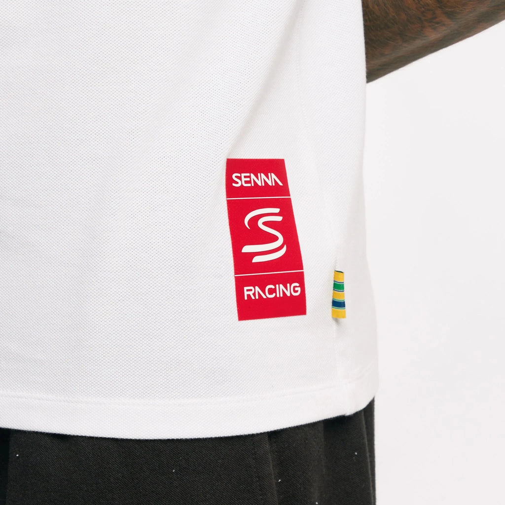 Ayrton Senna F1 Senninha Polo Shirt - White Polos Ayrton Senna 