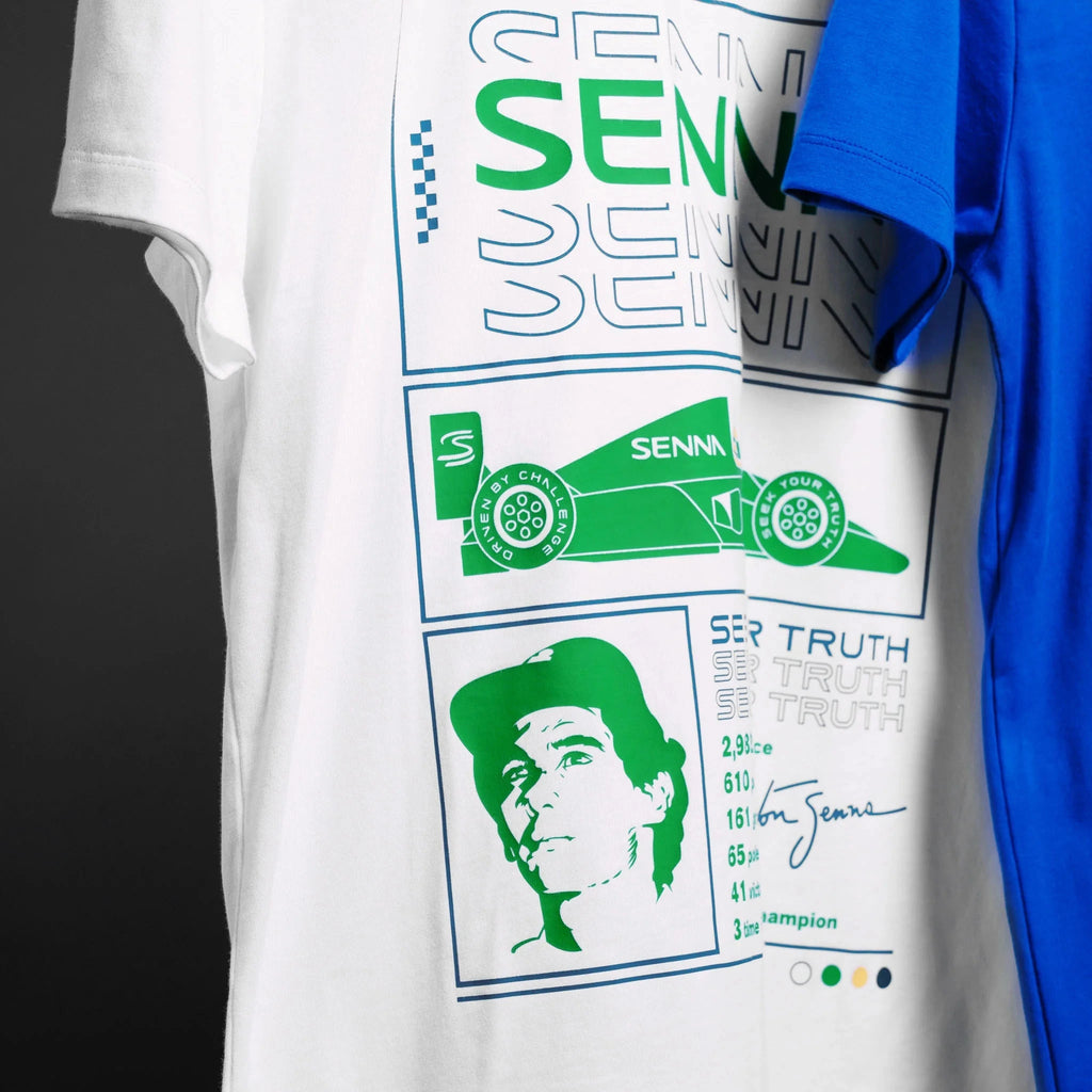 Ayrton Senna F1 Race T-Shirt - White/Yellow T-shirts Ayrton Senna 