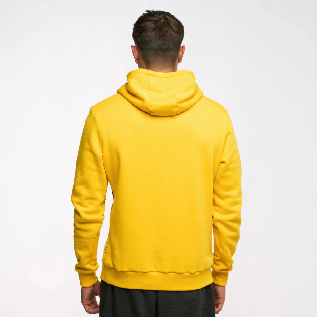 Ayrton Senna F1 Stripe Pullover Hoodie - White/Yellow Hoodies Ayrton Senna 