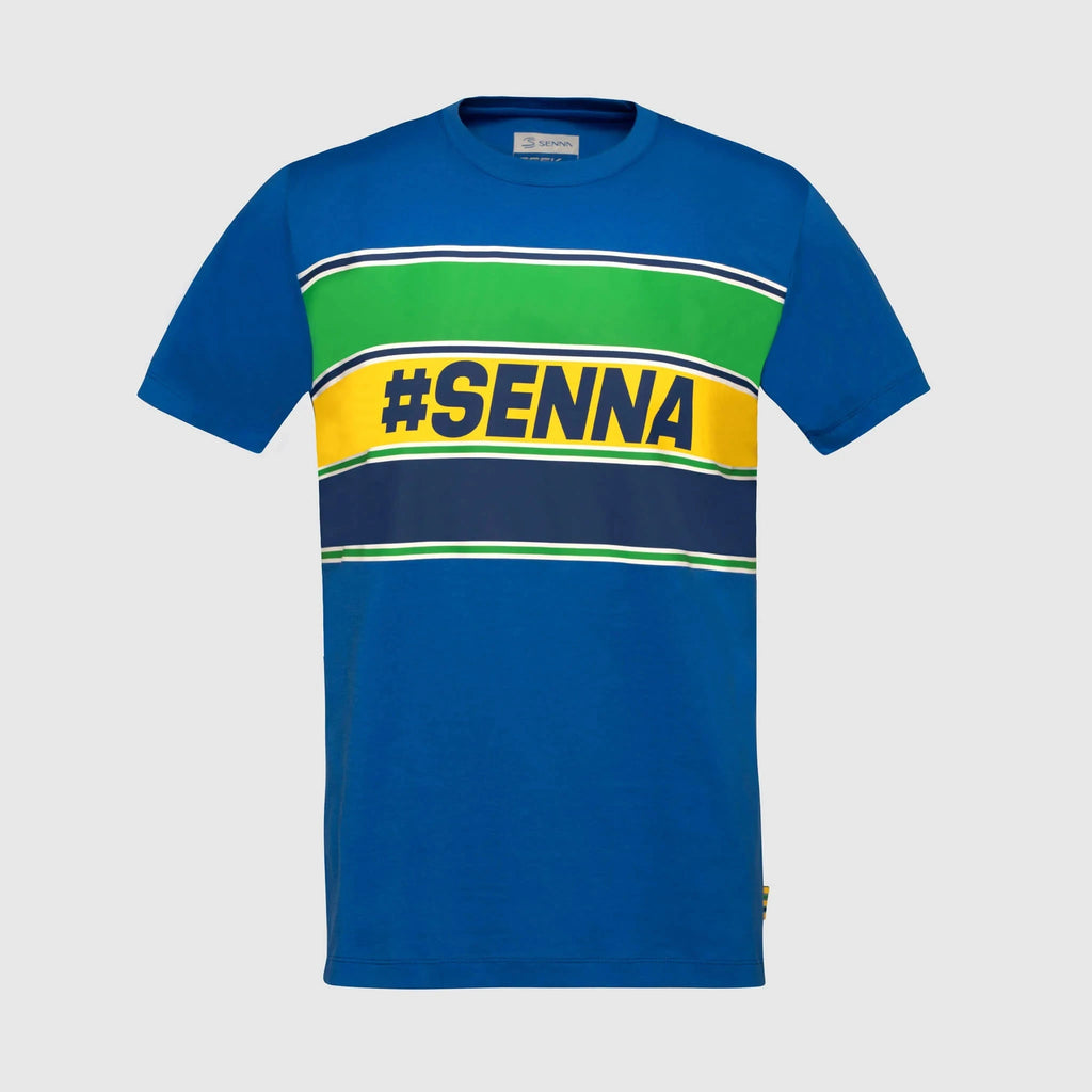 Ayrton Senna F1 Men's #Senna T-Shirt - Blue/Yellow/White T-shirts Ayrton Senna XS Blue 