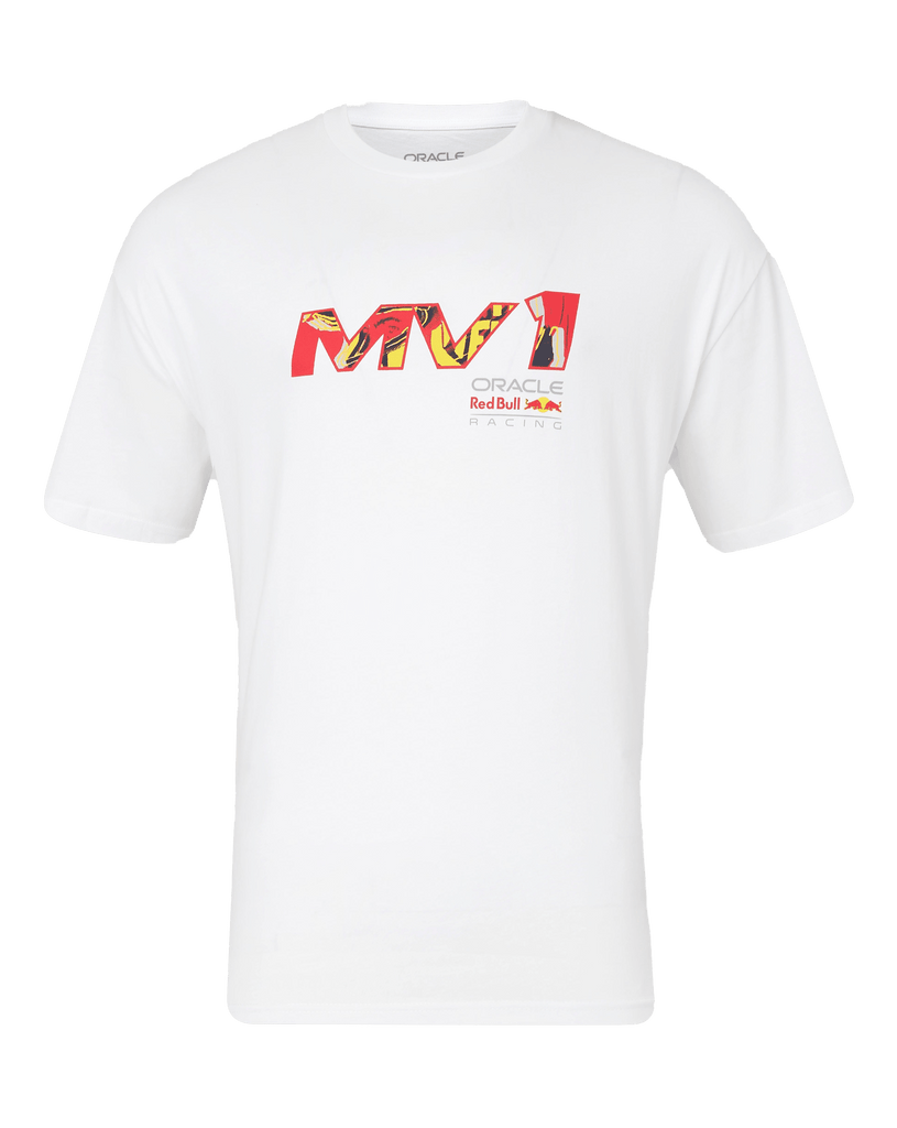 Red Bull Racing F1 Max Verstappen Pop Art Oversized T-Shirt- White T-shirts Red Bull Racing 