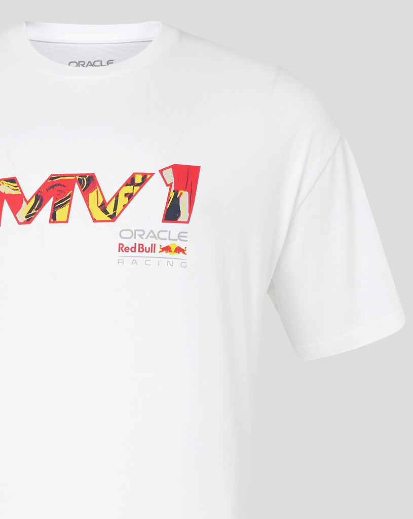 Red Bull Racing F1 Max Verstappen Pop Art Oversized T-Shirt- White T-shirts Red Bull Racing 