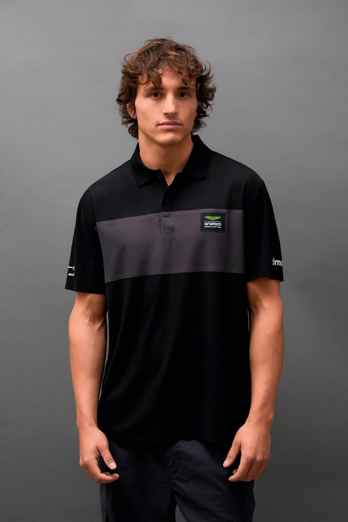 Aston Martin F1 Kimoa Fernando Alonso Minimal Polo Shirt - Black/Green Polos Aston Martin F1 