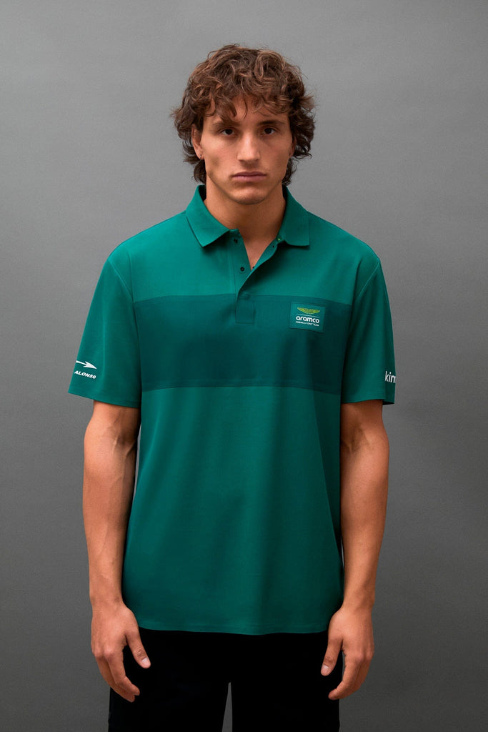 Aston Martin F1 Kimoa Fernando Alonso Minimal Polo Shirt - Black/Green Polos Aston Martin F1 S Green 