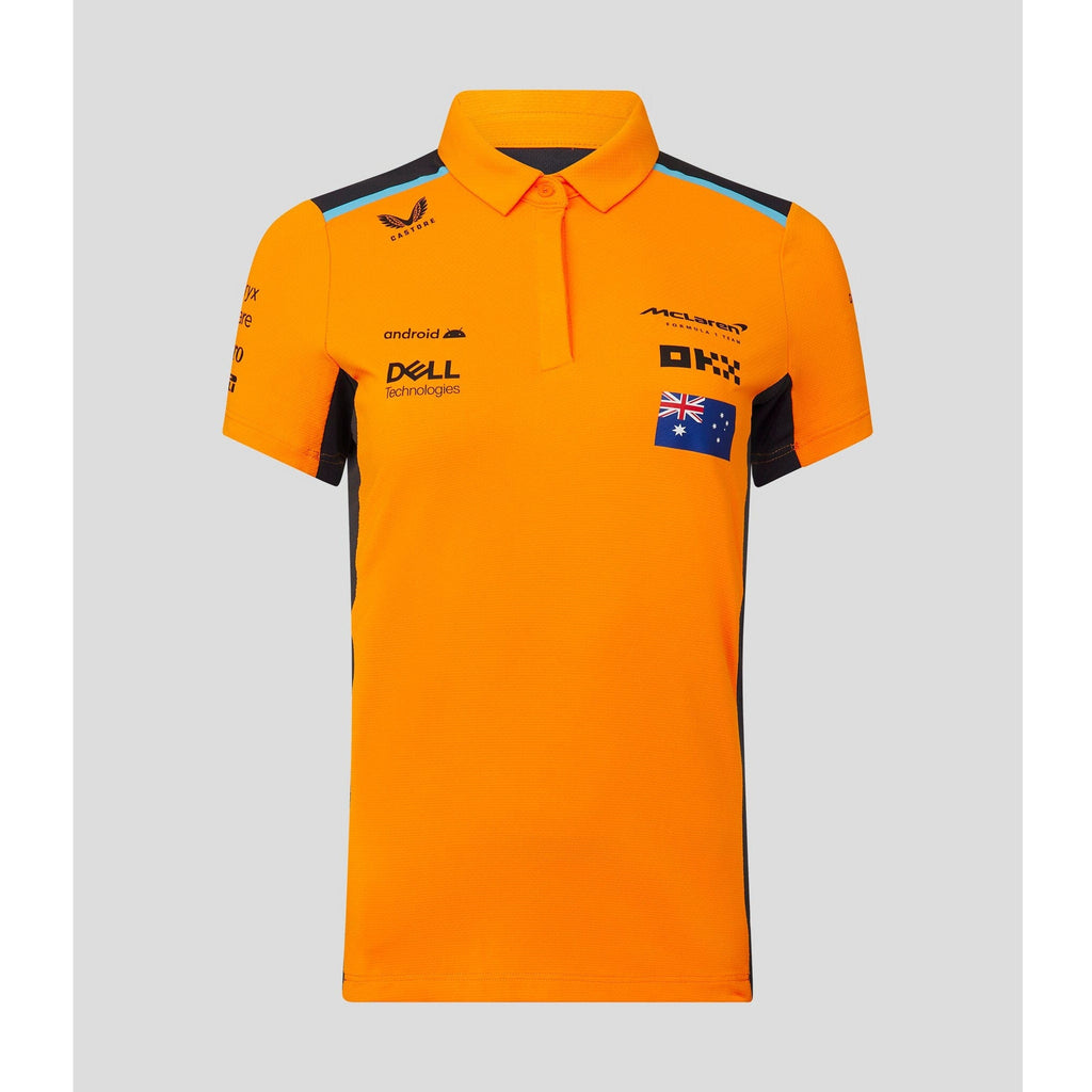 McLaren F1 Women's 2023 Lando Norris Team Drivers Polo Shirt- Papaya ...